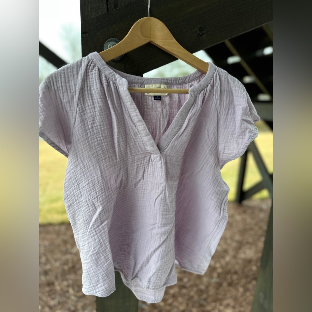 Universal Threads Lavender Gauze Cotton Shirt Ruffle Flutter Sleeve Purple Lilac